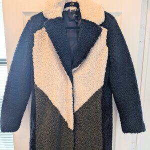 J. Crew Sherpa/Teddy Colorblock Coat - Size Small